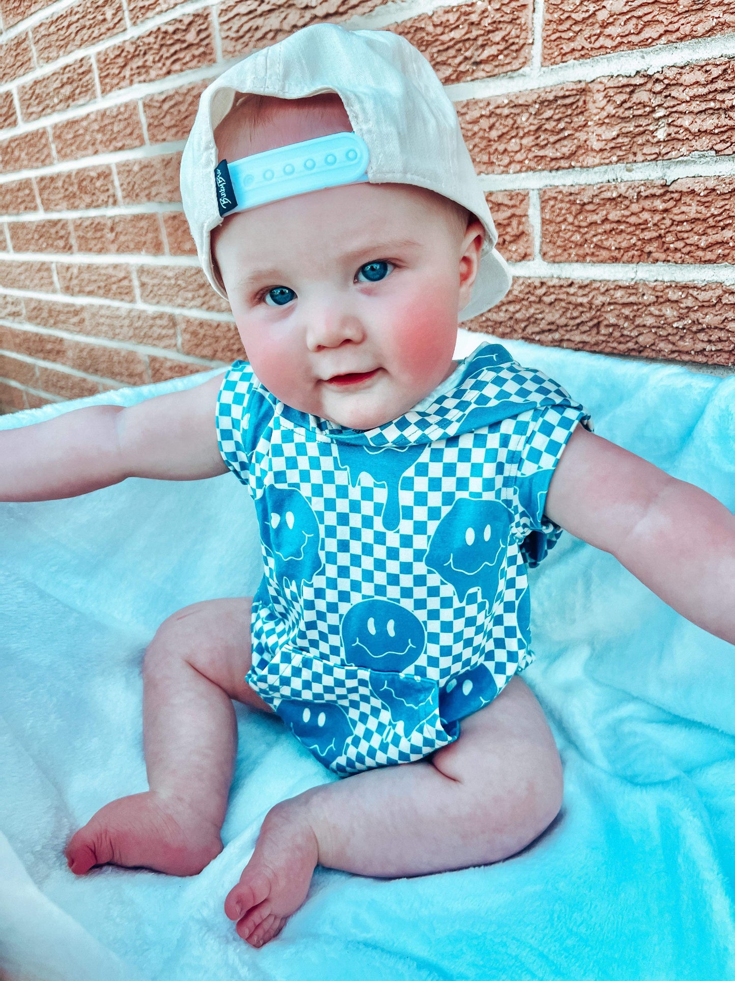 Blue Smiles Bamboo Romper