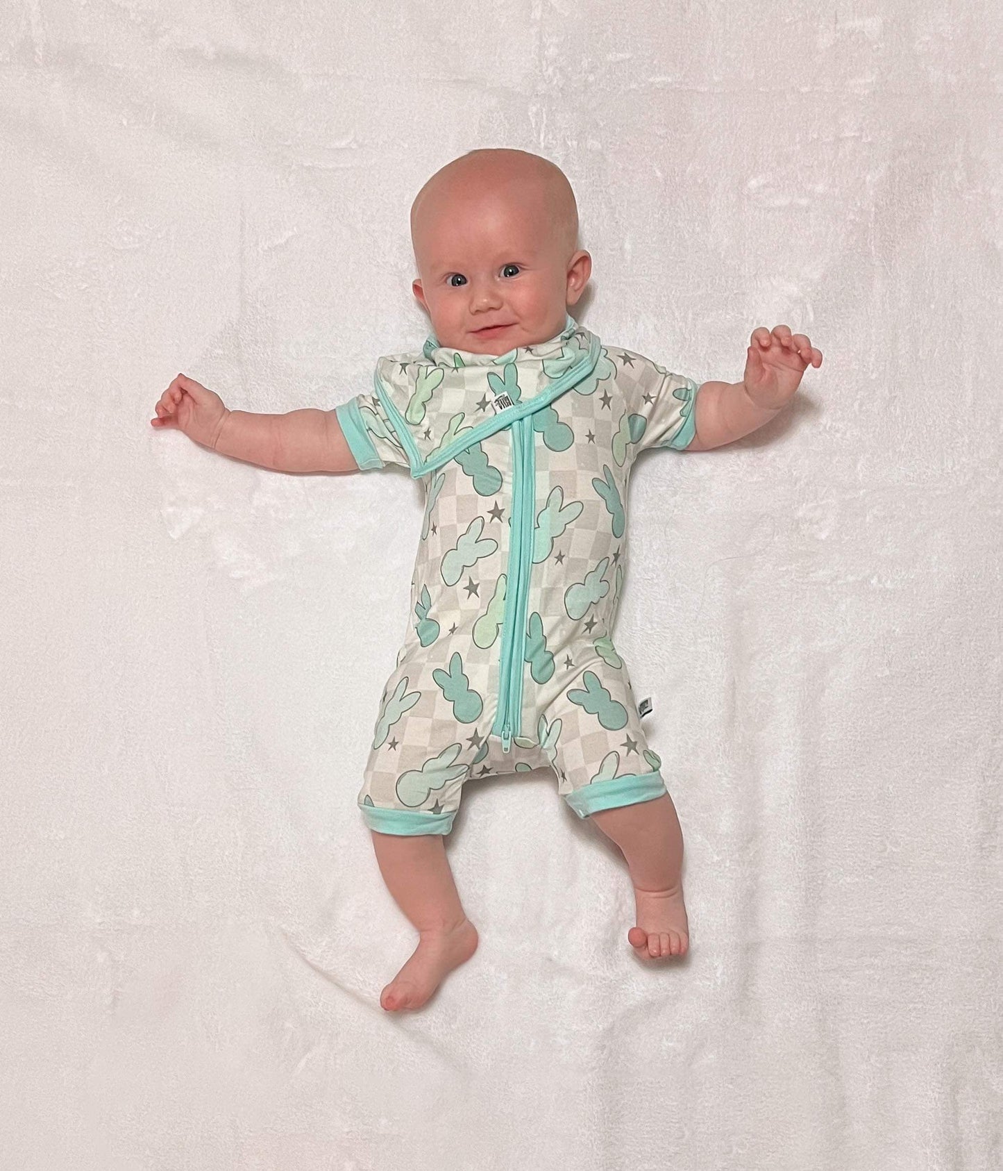 Blue Bunnies Bamboo Shortie Romper (FINAL SALE)