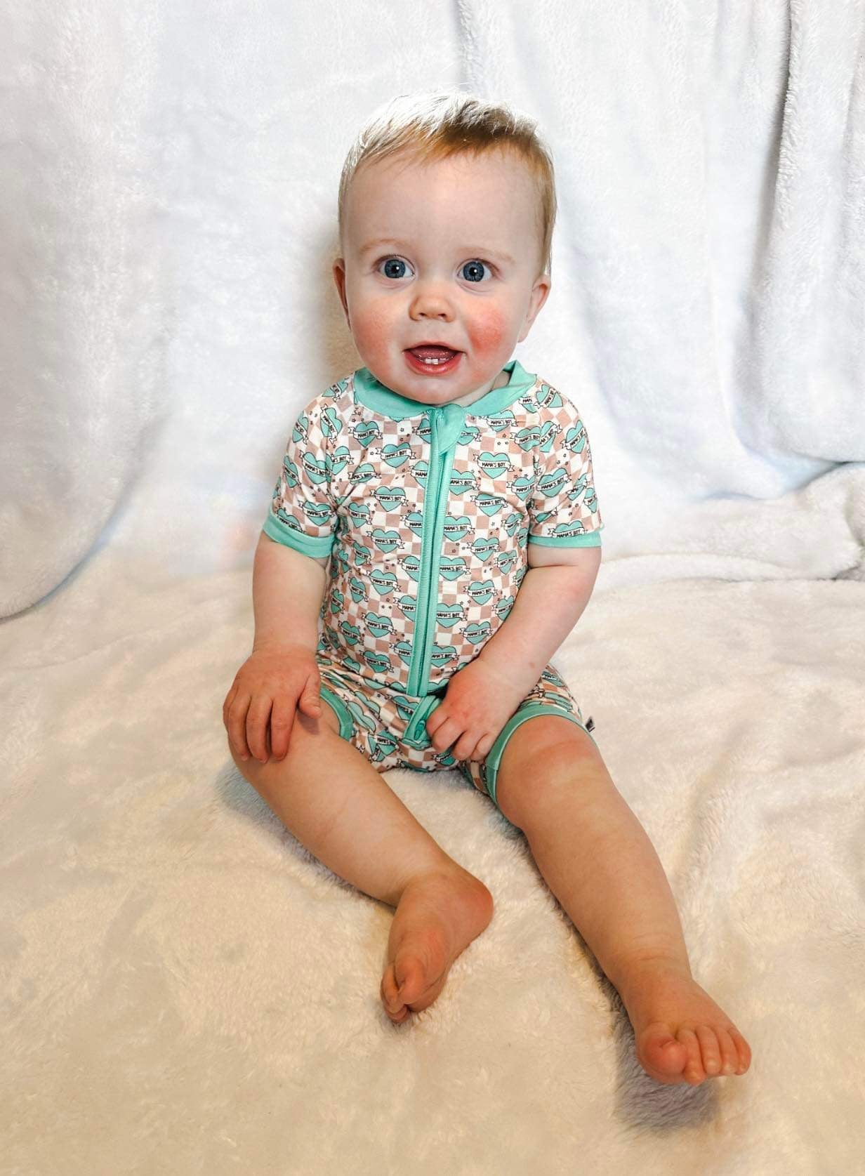 Checkered Mama's Boy Bamboo Shortie Romper