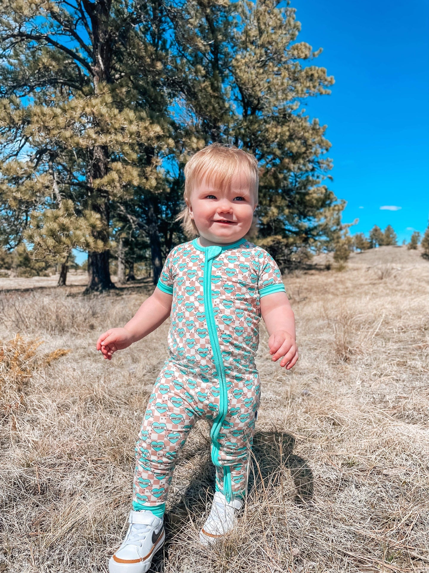 Checkered Mama's Boy Short Sleeve Bamboo Sleeper