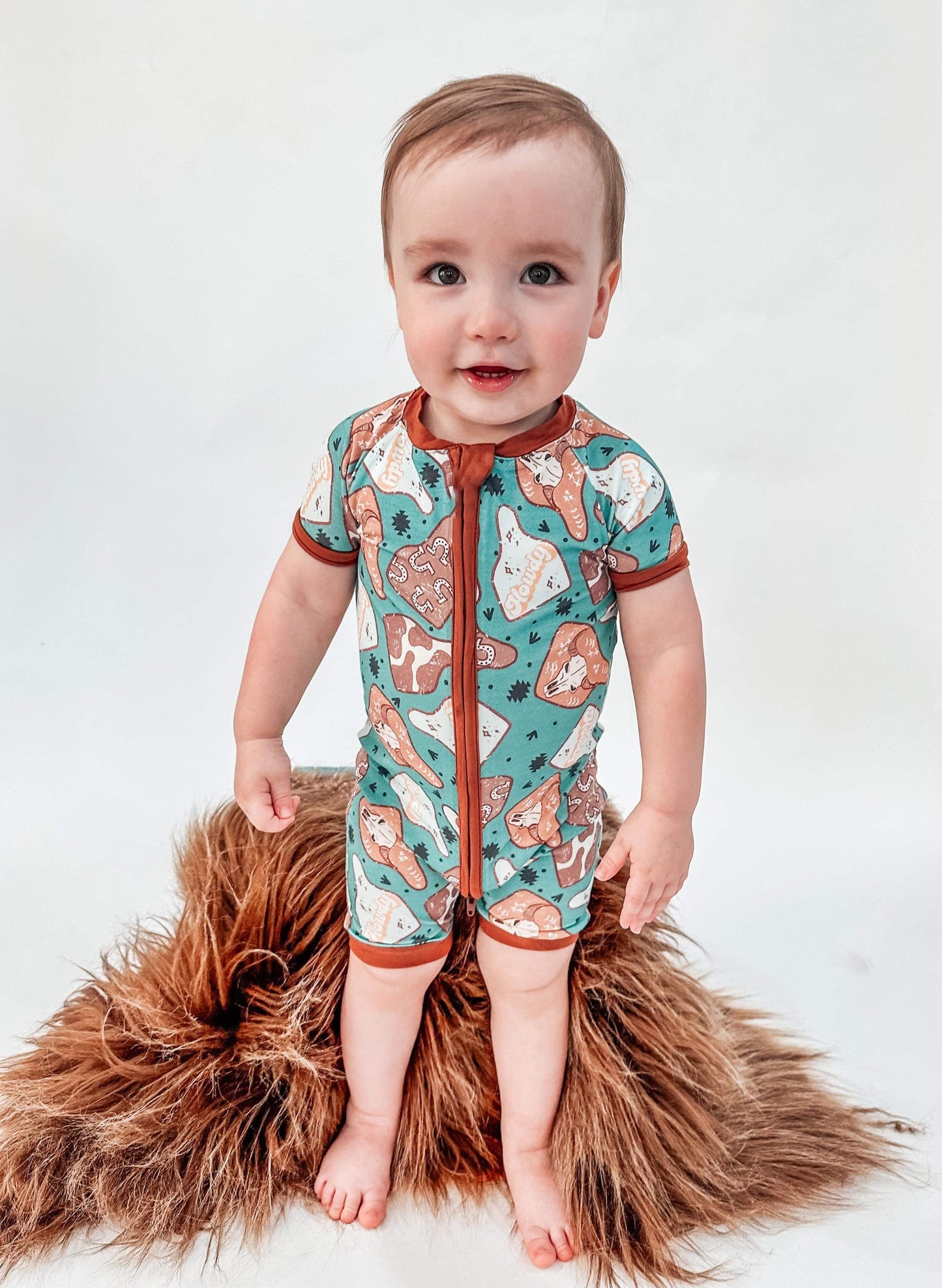 Cow Tag Bamboo Shortie Romper