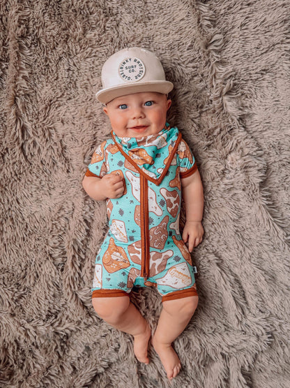 Cow Tag Bamboo Shortie Romper