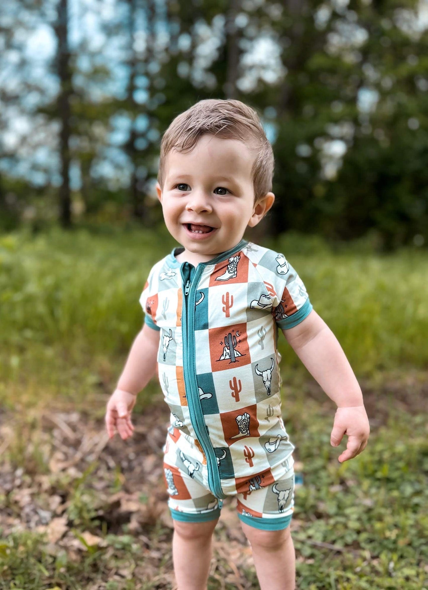 Wild West Checkers Bamboo Shortie Romper