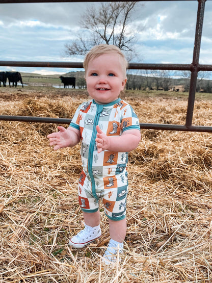 Wild West Checkers Bamboo Shortie Romper