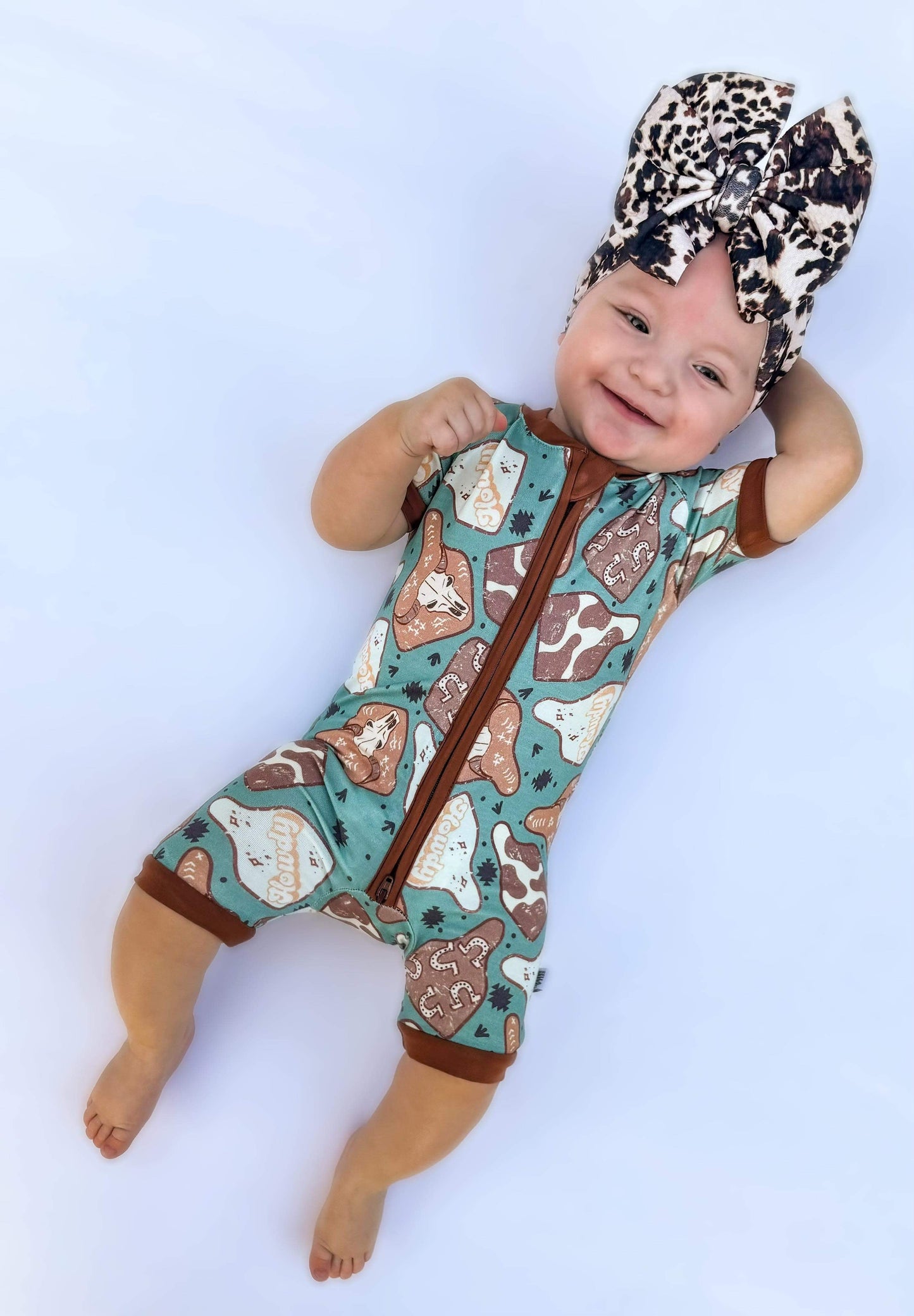 Cow Tag Bamboo Shortie Romper