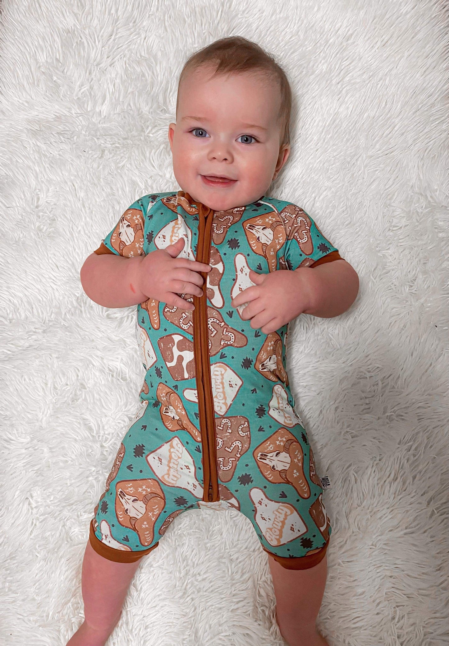 Cow Tag Bamboo Shortie Romper