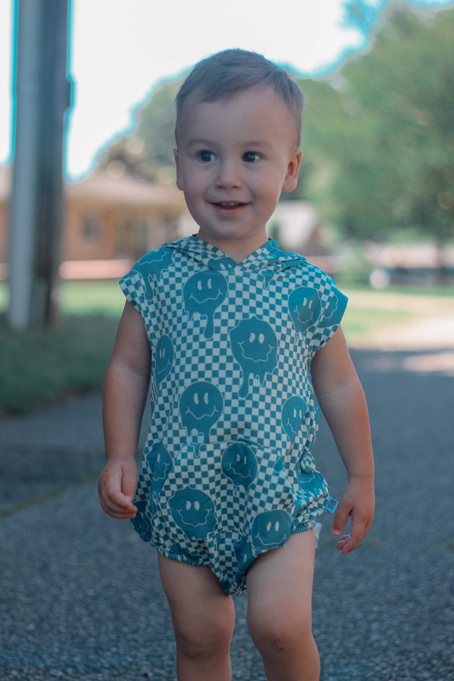 Blue Smiles Bamboo Romper