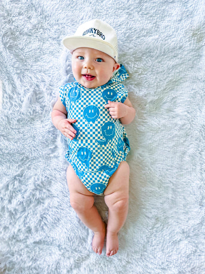 Blue Smiles Bamboo Romper