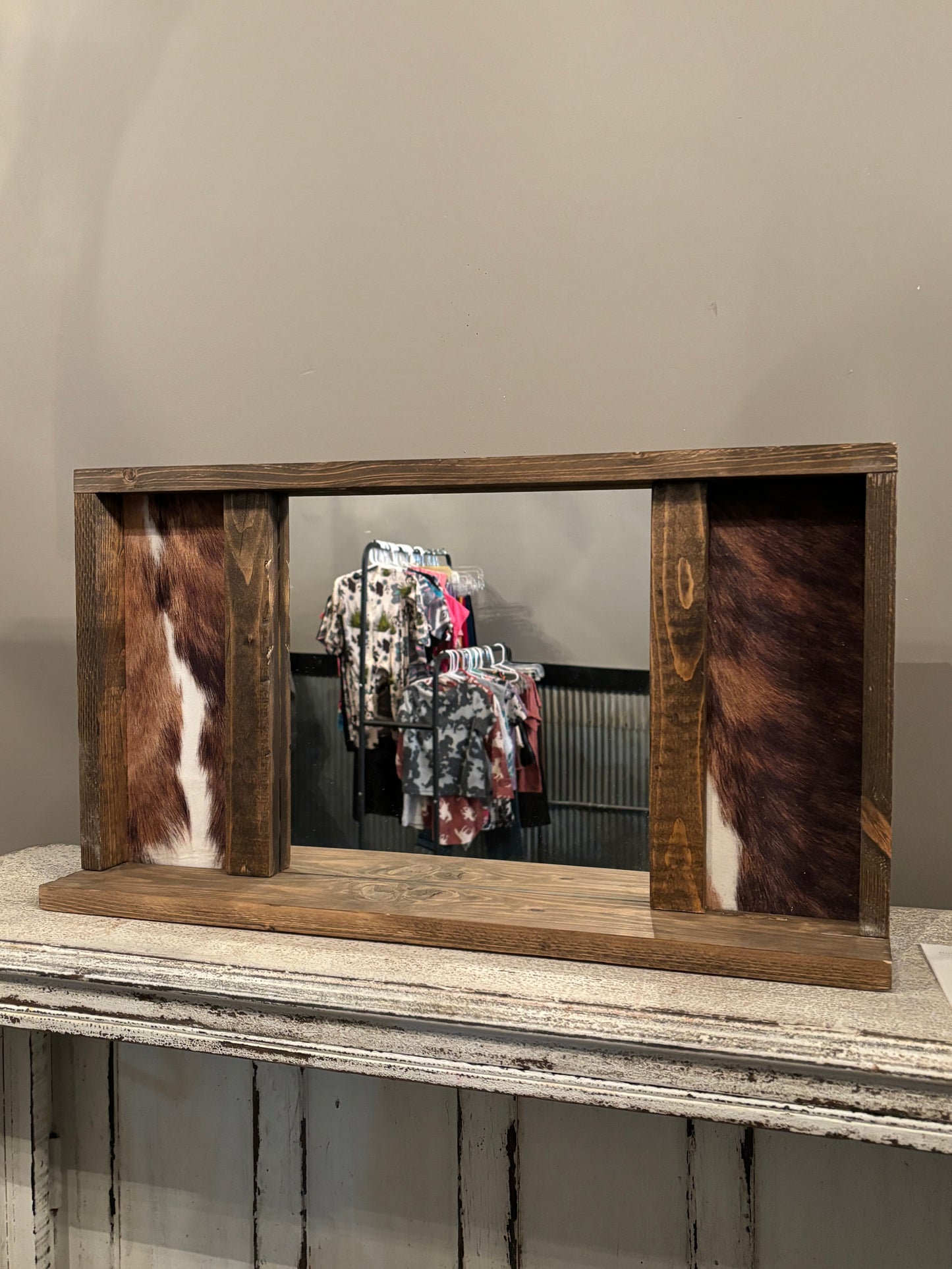 Faux Cowhide Mirror