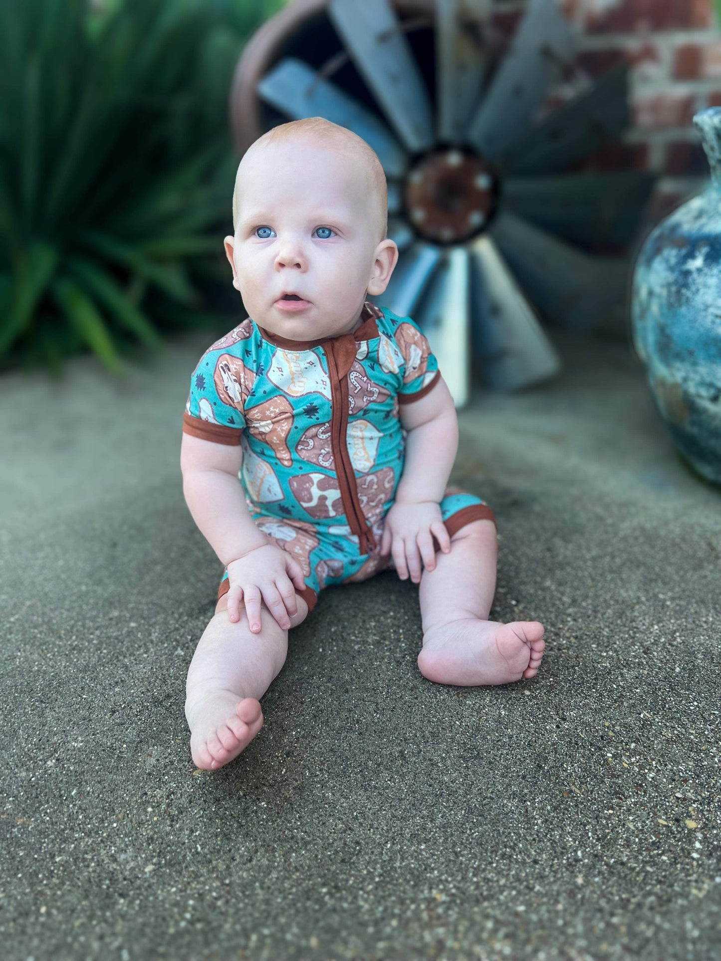 Cow Tag Bamboo Shortie Romper