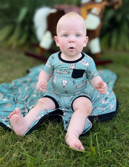 Teal Wild West Bamboo Short Set