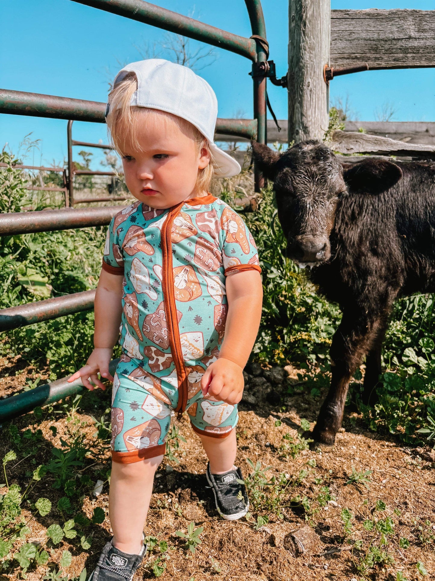 Cow Tag Bamboo Shortie Romper