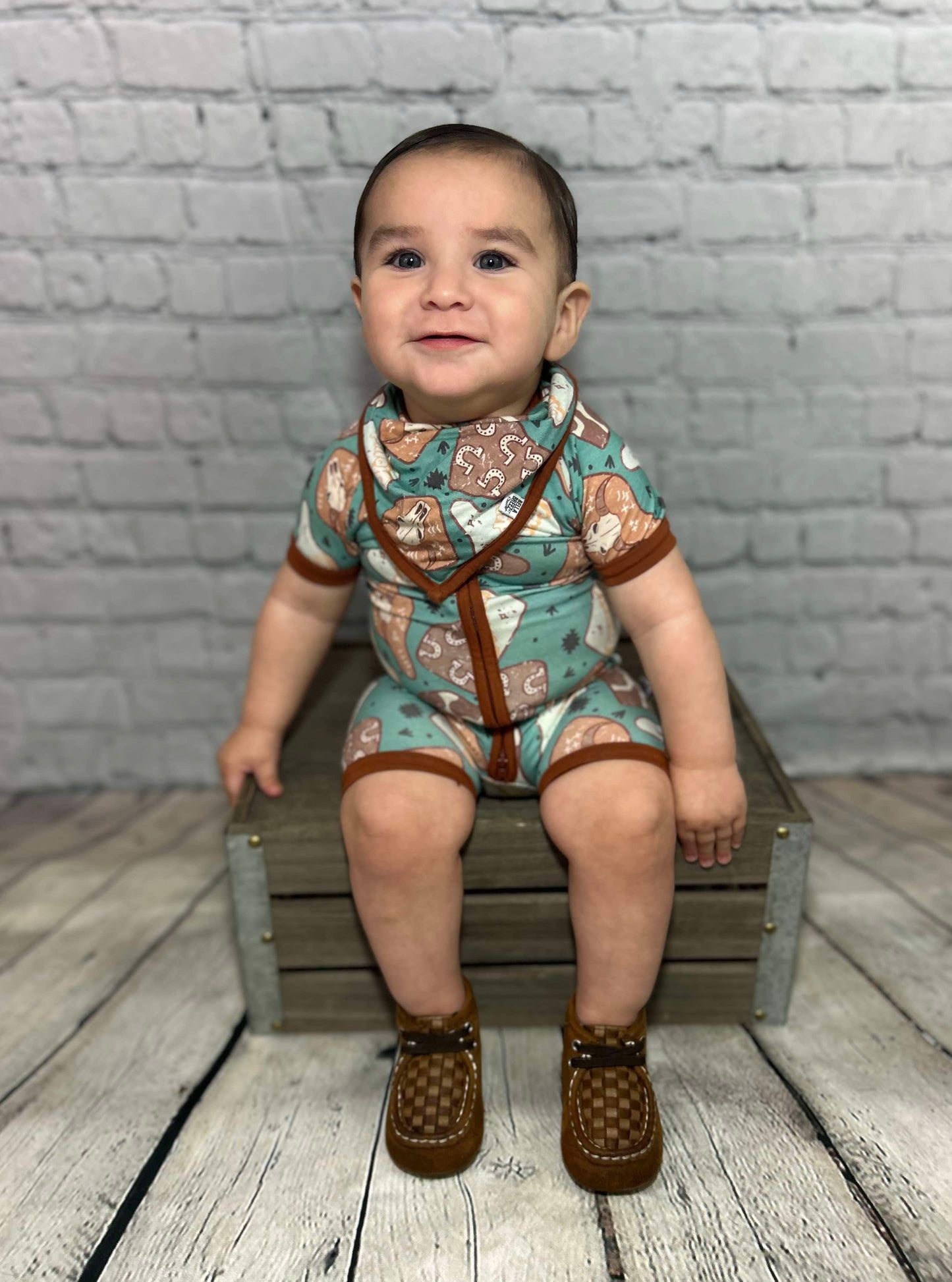 Cow Tag Bamboo Shortie Romper