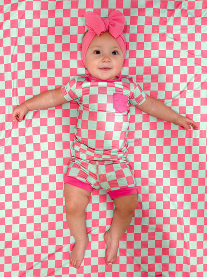 Bubblegum Checks Bamboo Short Set