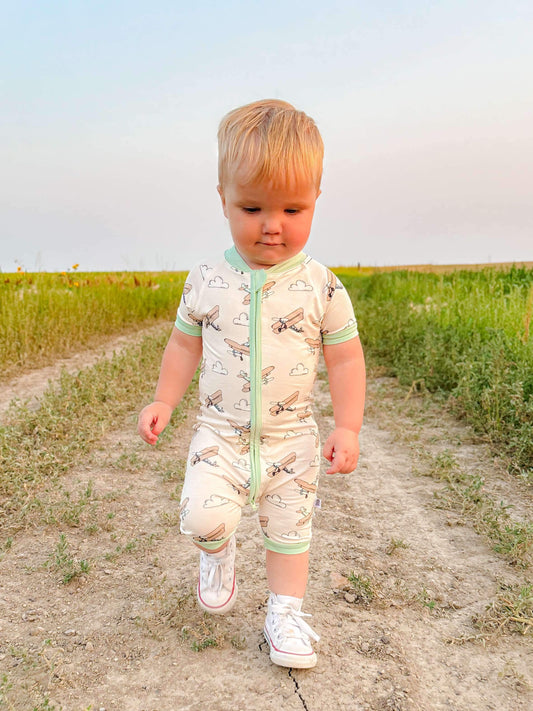 Airplane Bamboo Shortie Romper