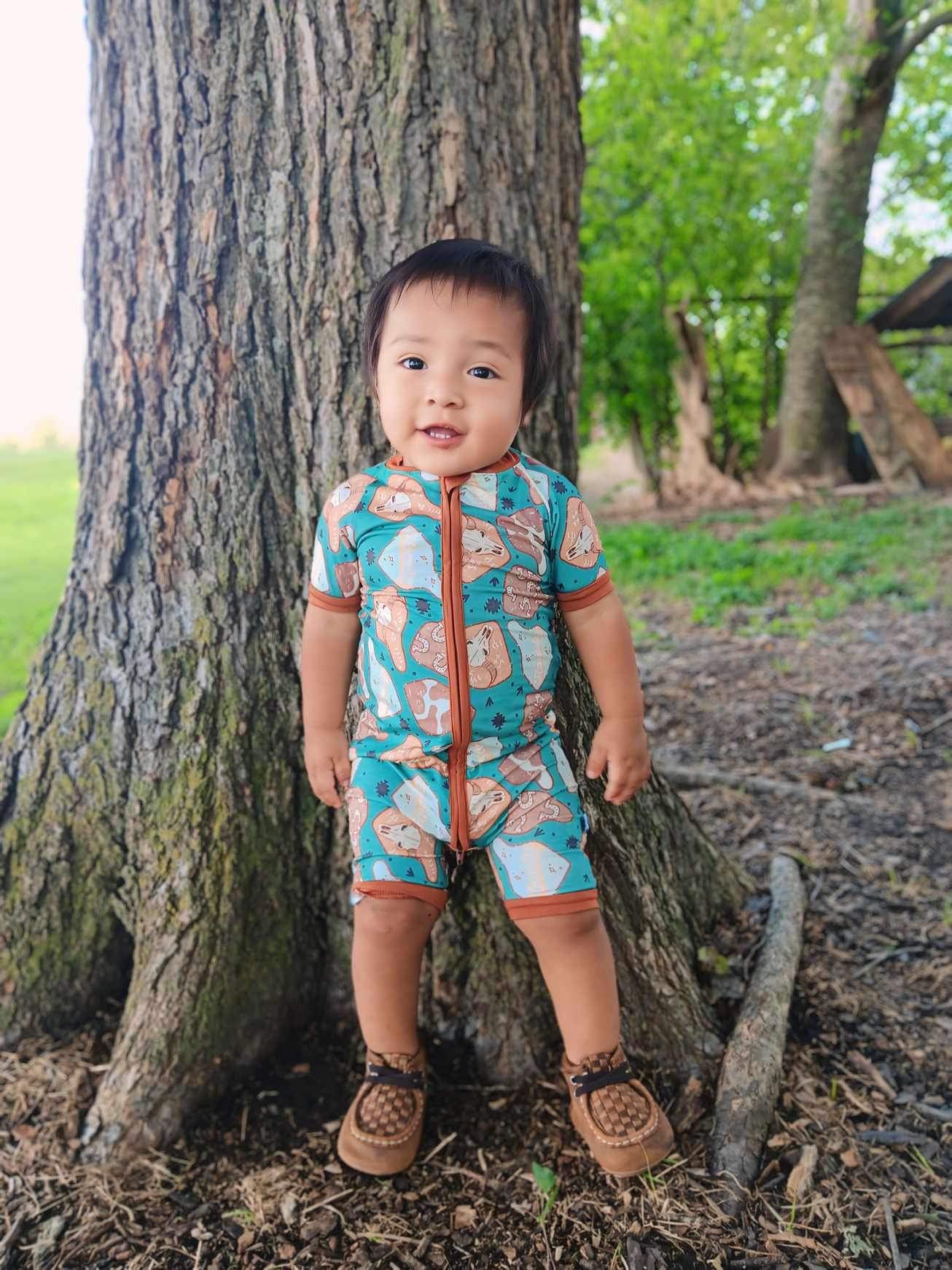 Cow Tag Bamboo Shortie Romper