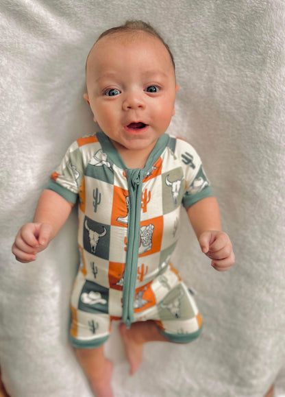 Wild West Checkers Bamboo Shortie Romper