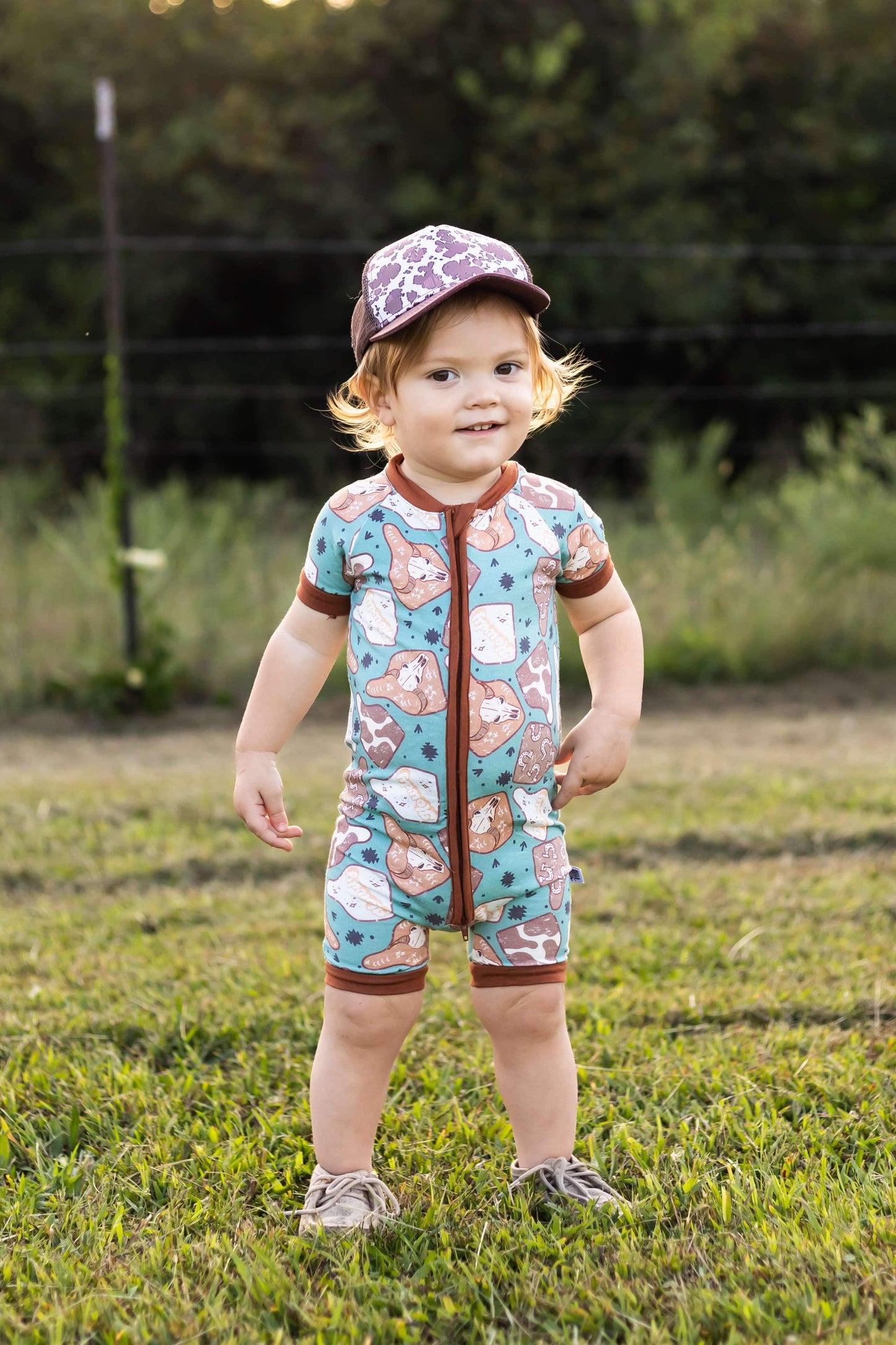 Cow Tag Bamboo Shortie Romper