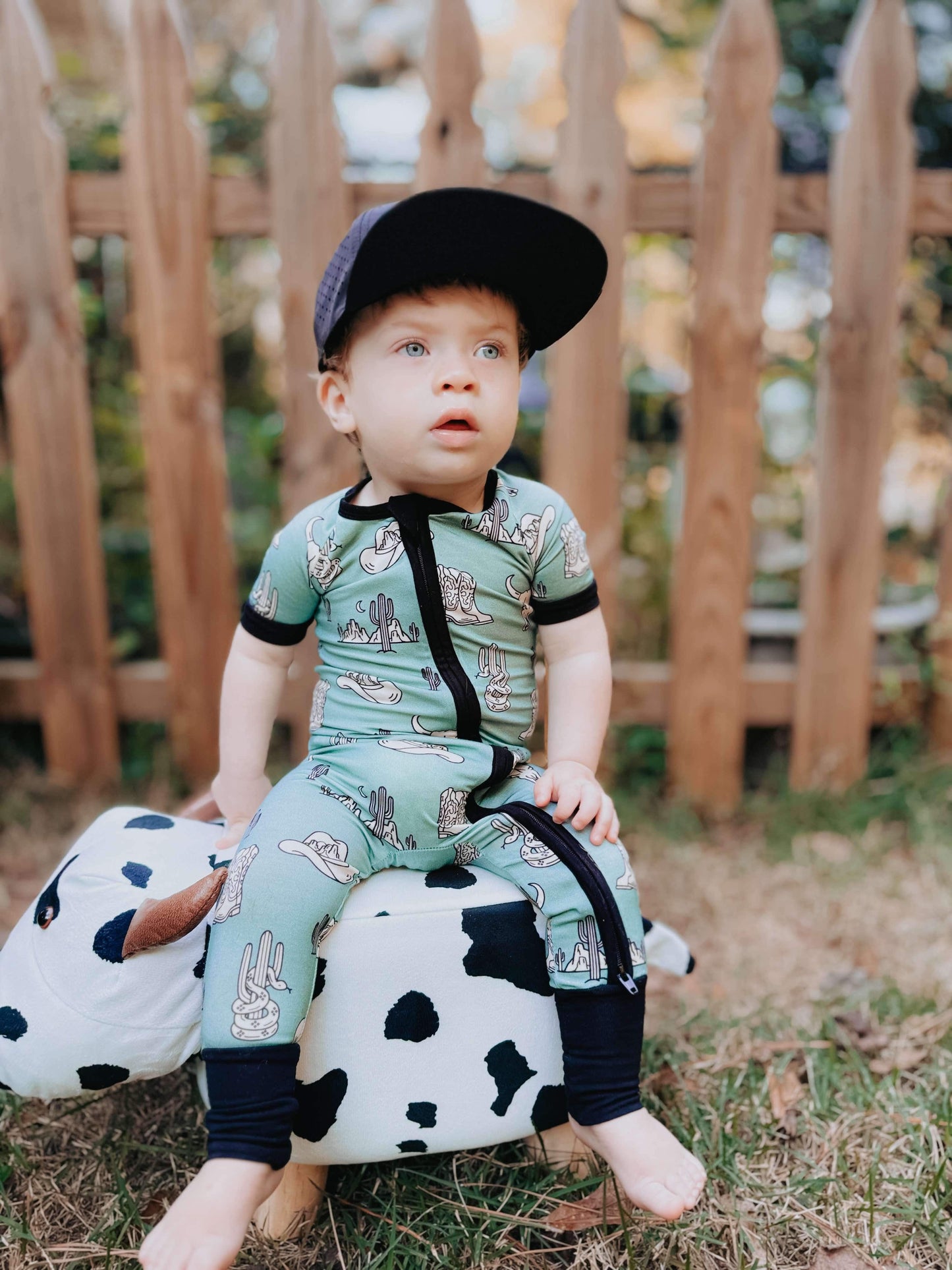 Teal Wild West Bamboo Short Sleeve Sleeper