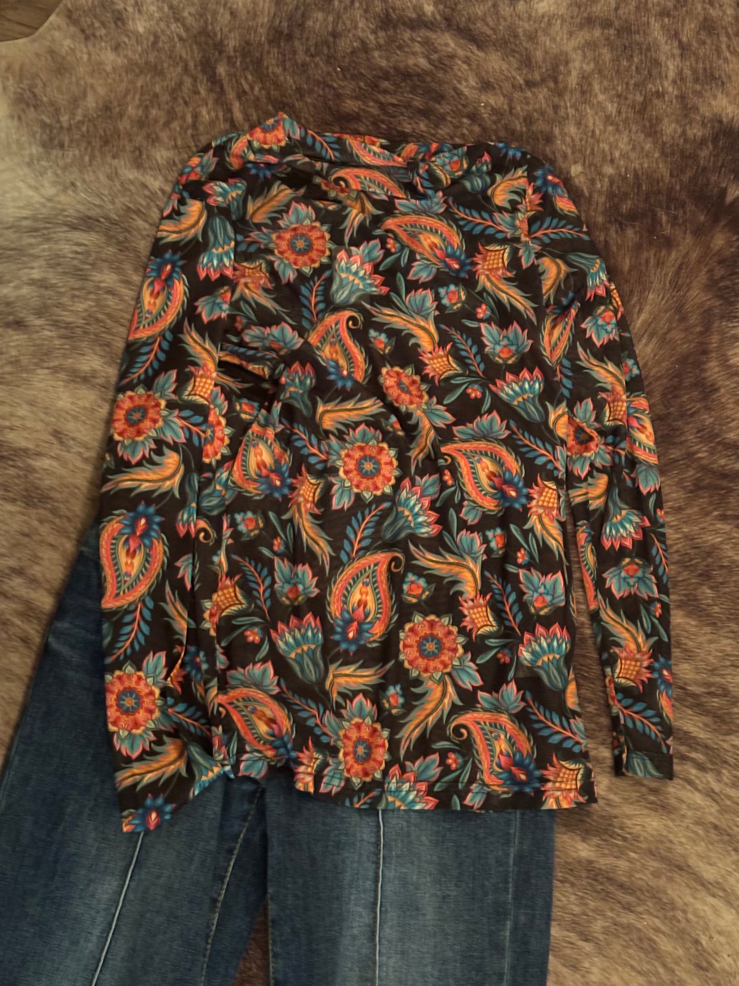 PAINTED BLOOM MESH TOP