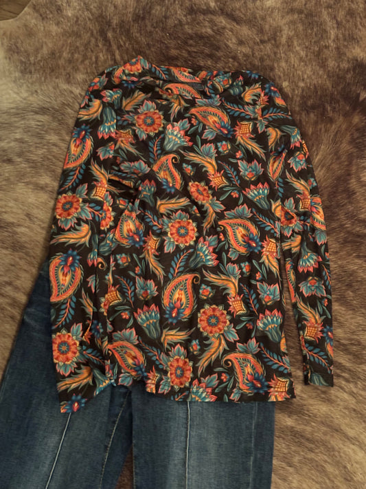 PAINTED BLOOM MESH TOP