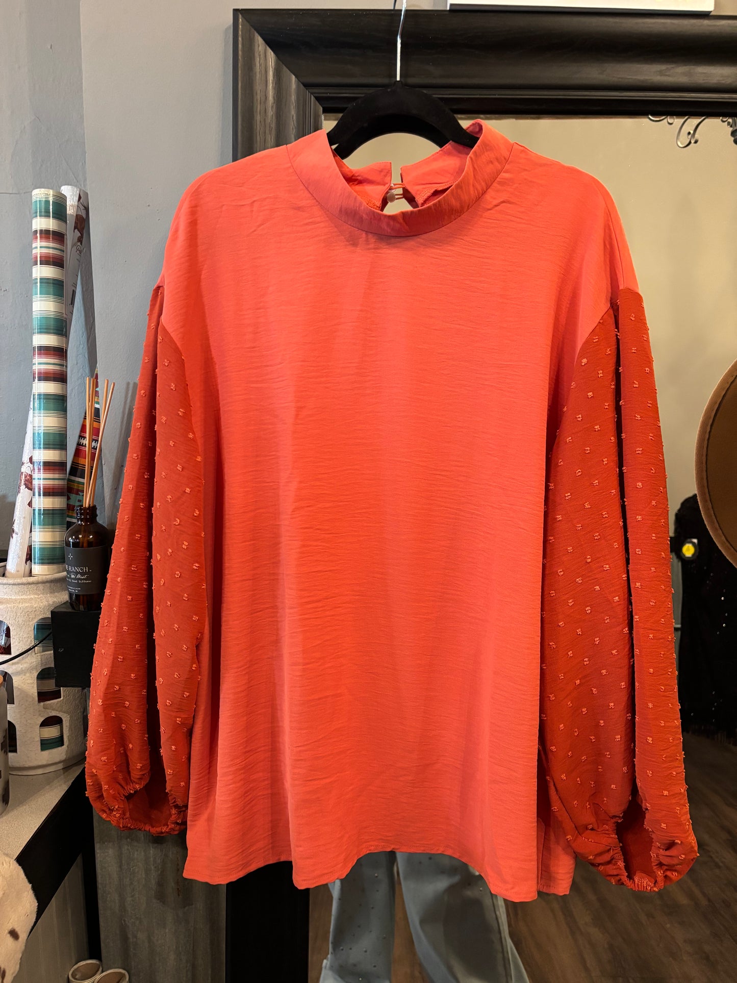 Orange Swiss Dot Top- XL