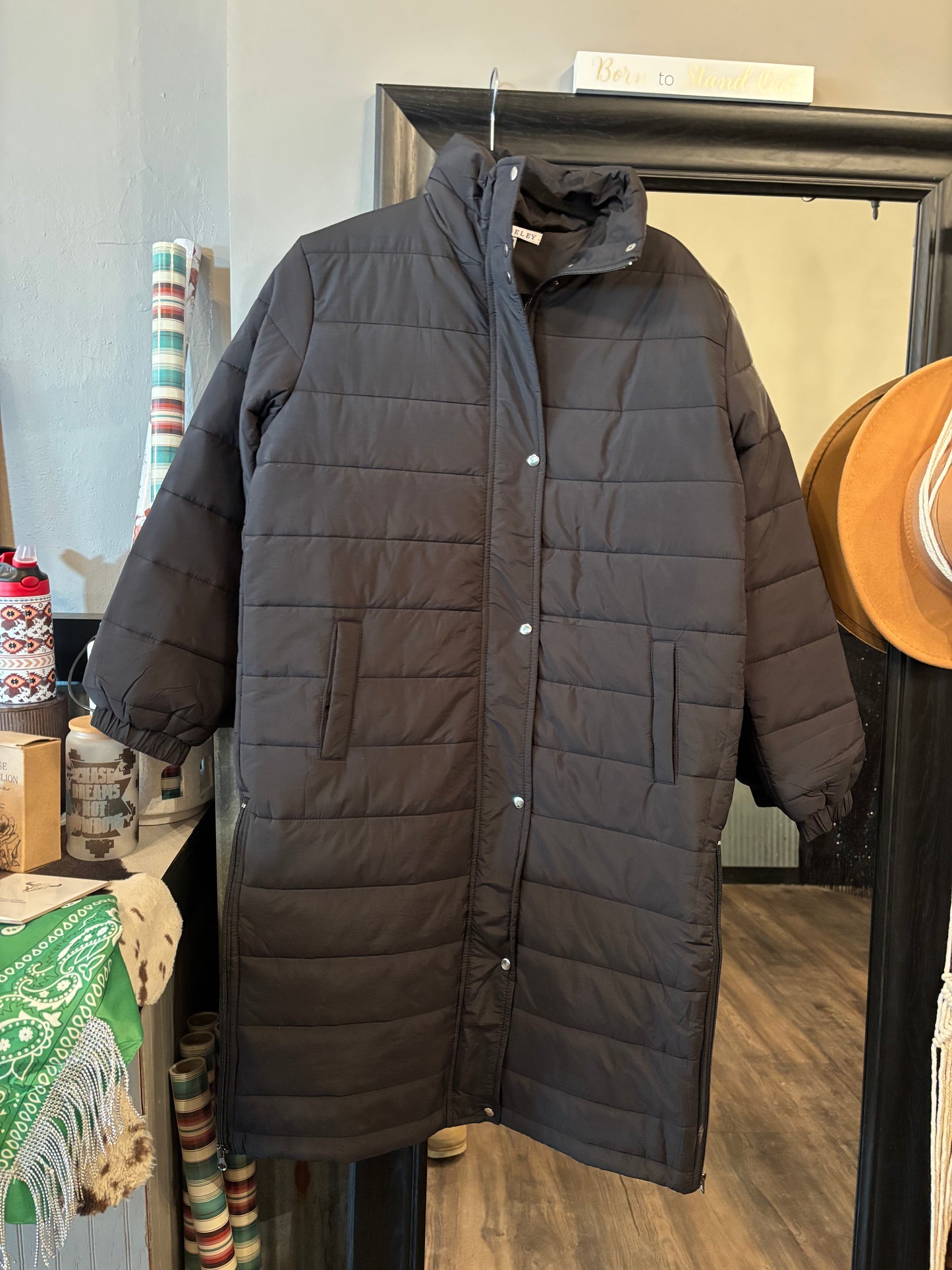 Long Black Puffer- S/M