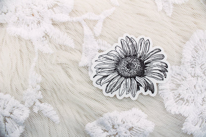 B & W Sunflower  - Sticker