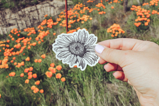 B & W Sunflower  - Sticker