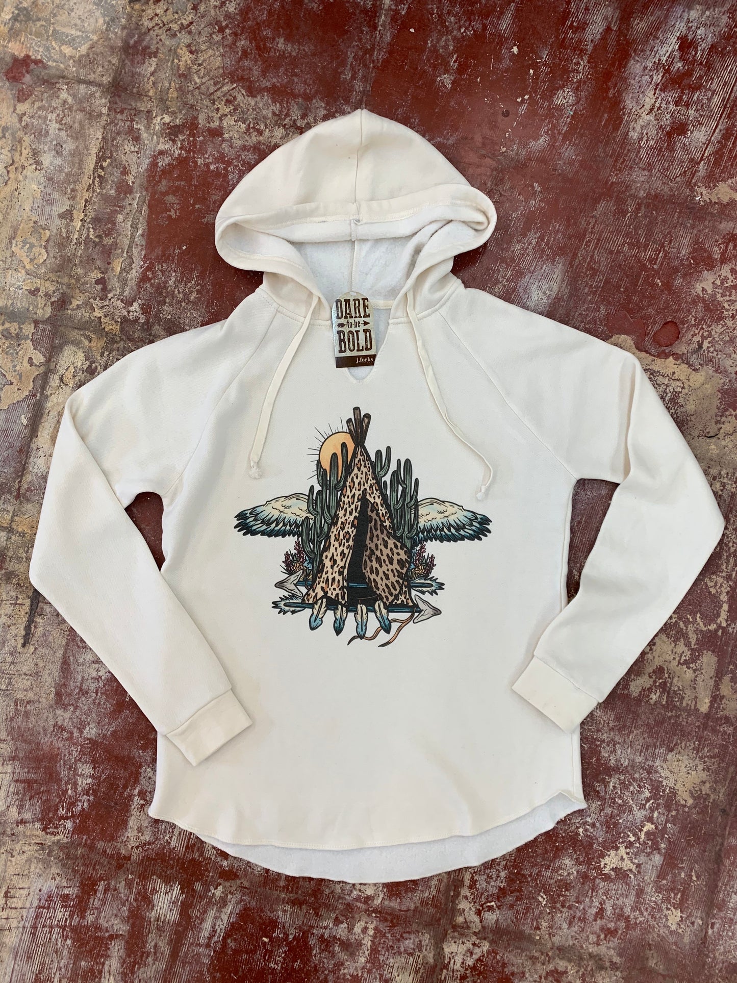 1626 Hooded Pullover Boho Tipi Sweatshirt