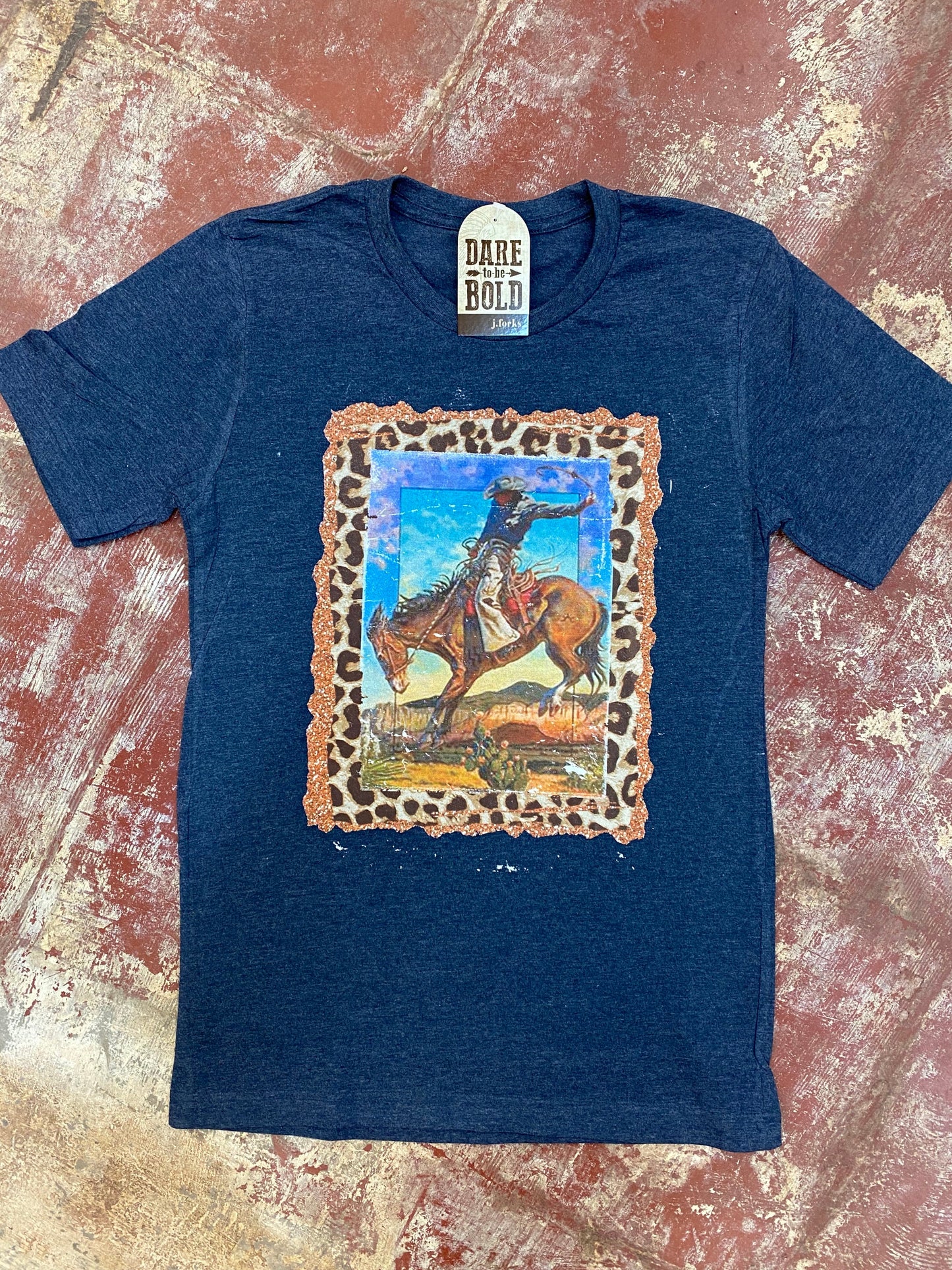 1721 Leopard Framed Bronc Tee