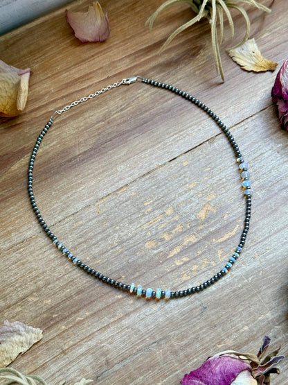 White Opal Necklace – Smooth 3 mm Beads – 16”