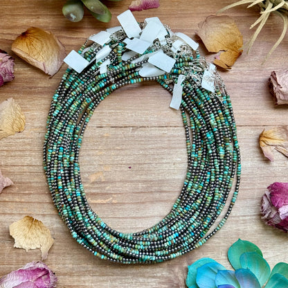 Faceted Turquoise Necklace with Sterling Silver Pearls – 18”