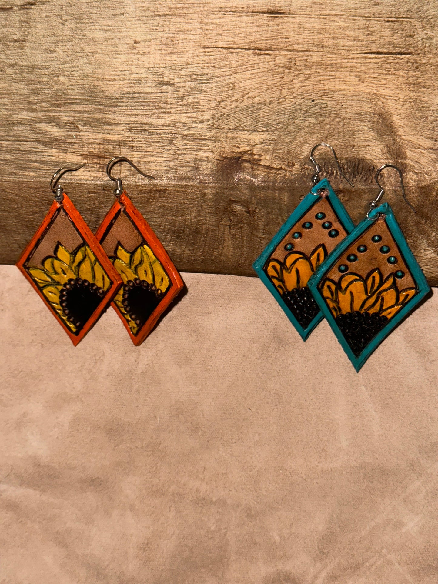 Hand Tooled Leather Earrings