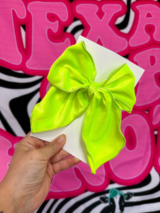 Neon Yellow Velvet Big Bow