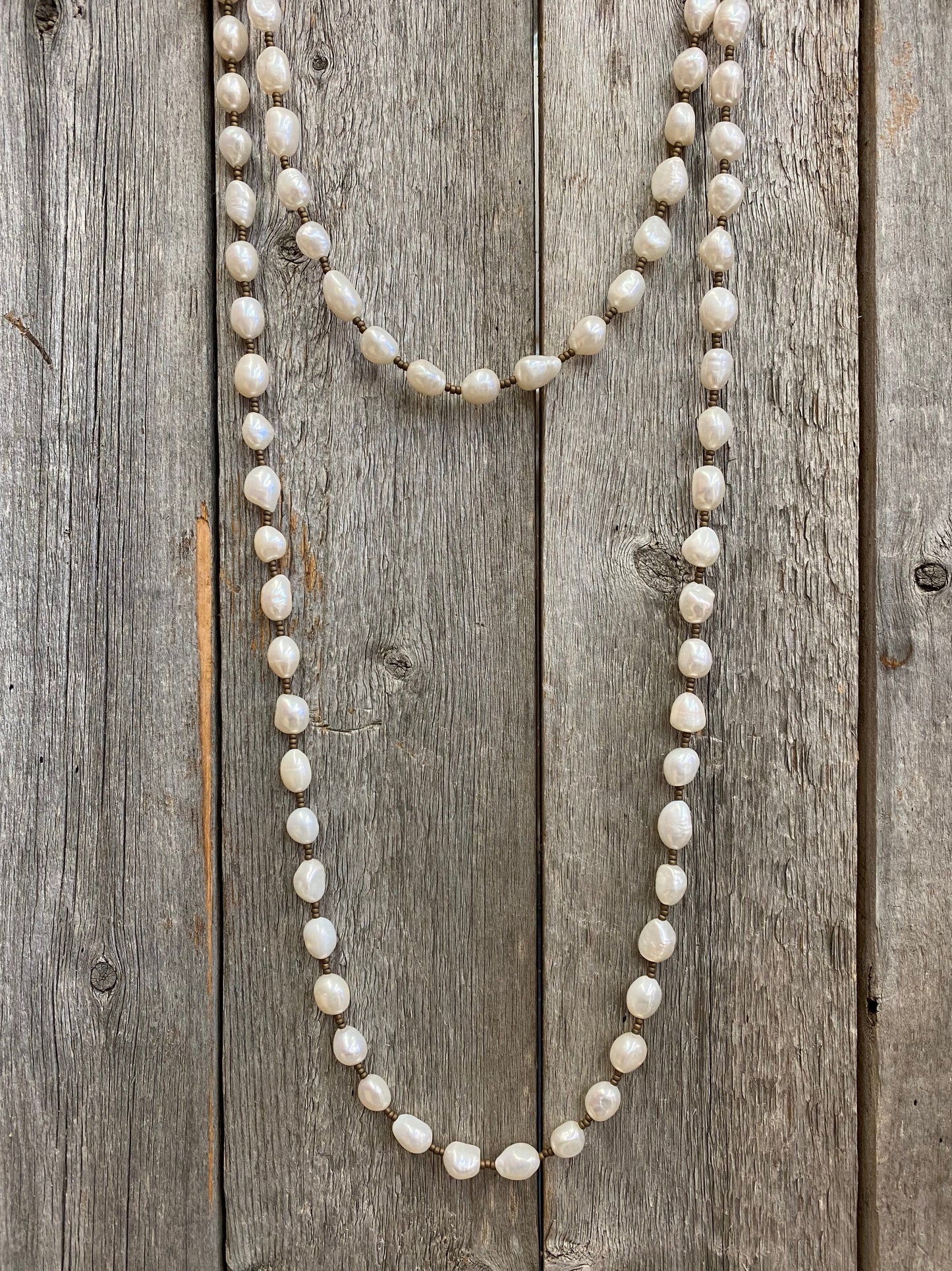 16995 50" Pearl & Bronze Wrap Necklace