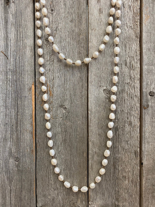 16995 50" Pearl & Bronze Wrap Necklace