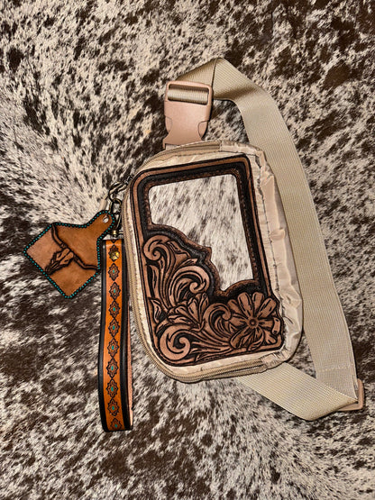 Leather Tooled Sling Bags