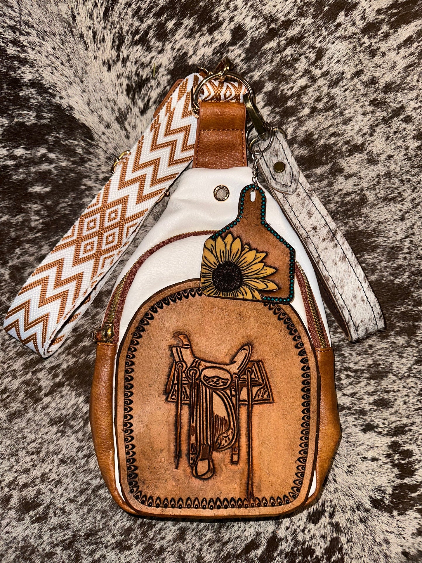 Leather Tooled Sling Bags