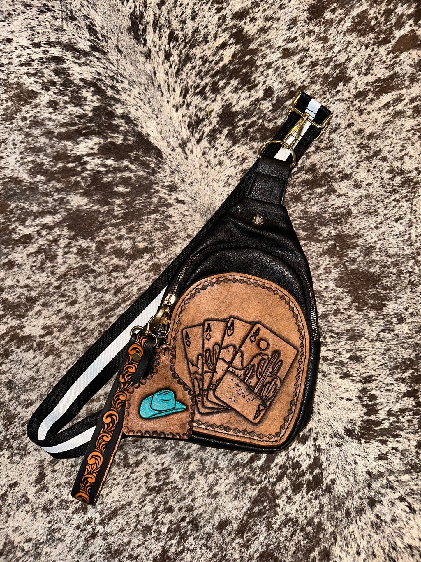 Leather Tooled Sling Bags