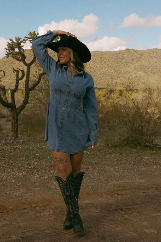 Wild As Her Denim Dress