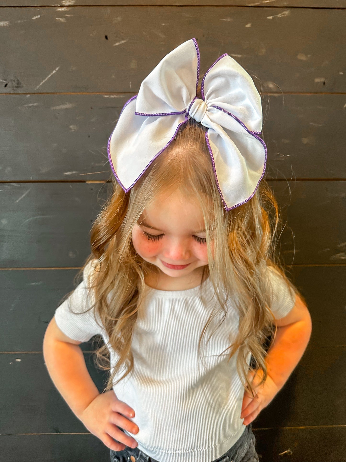 white with purple big bow