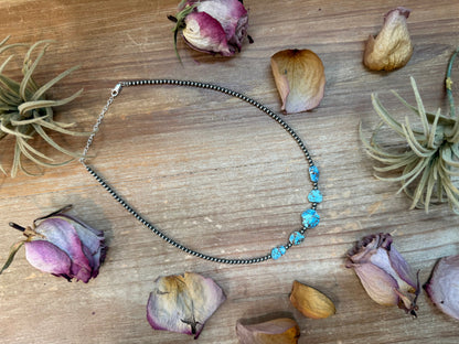 Golden Hills Turquoise & Sterling Silver Pearl Necklace – 16 Inch