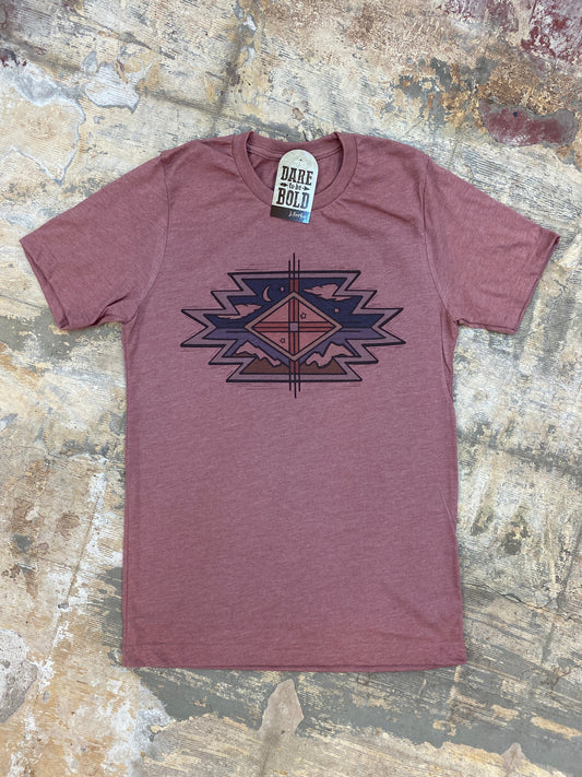 1582 Mauve Aztec Clouds Tee