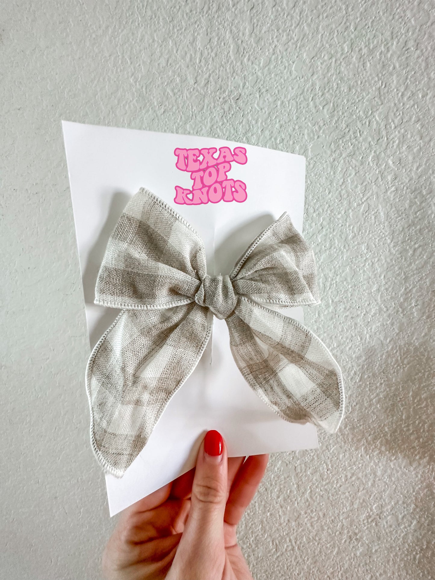 Neutral Gingham Big Bow