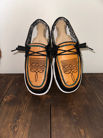 Custom Leather Boot Stitch Hey Dudes