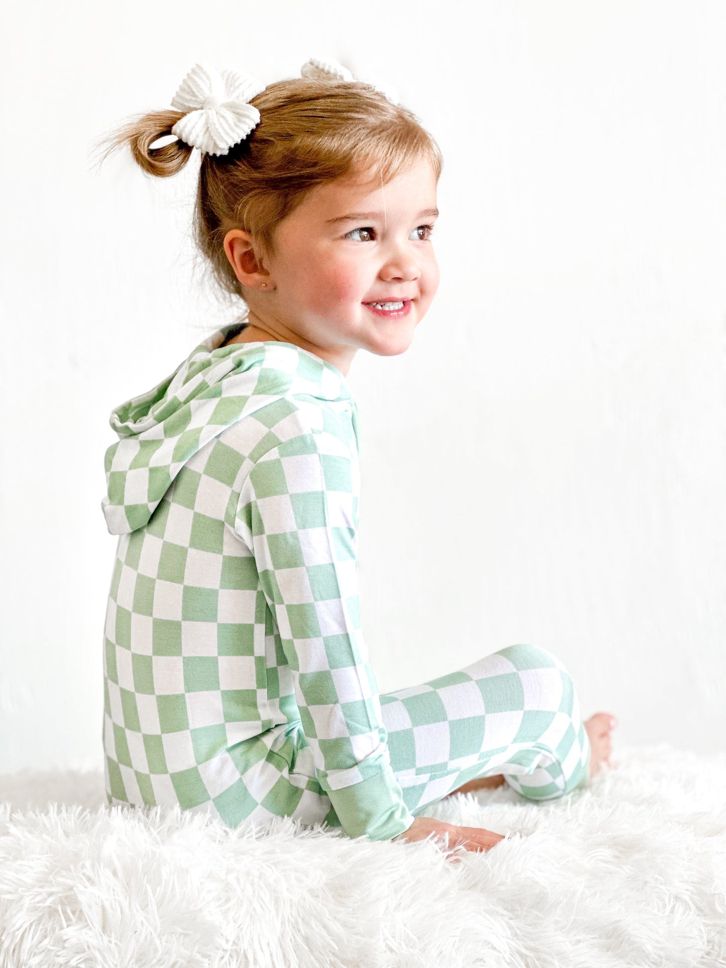 MINT CHECKERS DREAM ROMPER HOODIE