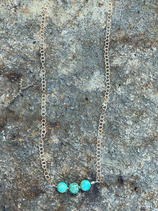 17561 Cripple Creek Turquoise w/Bronze Chain Everyday Necklace