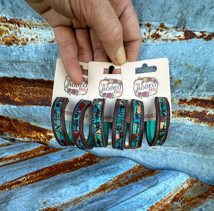 Mosaic Turquoise Vera Hoop Earrings