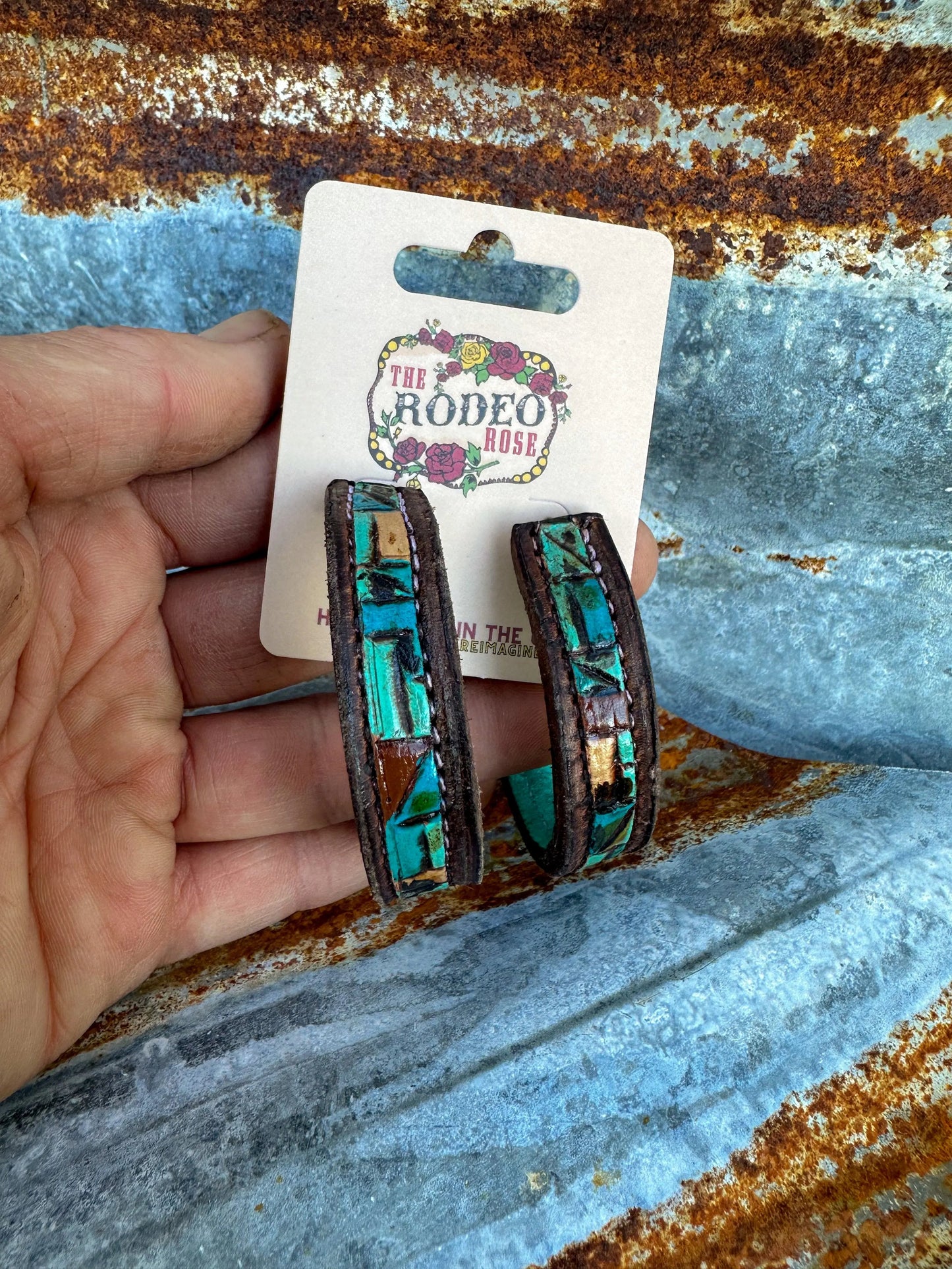 Mosaic Turquoise Vera Hoop Earrings